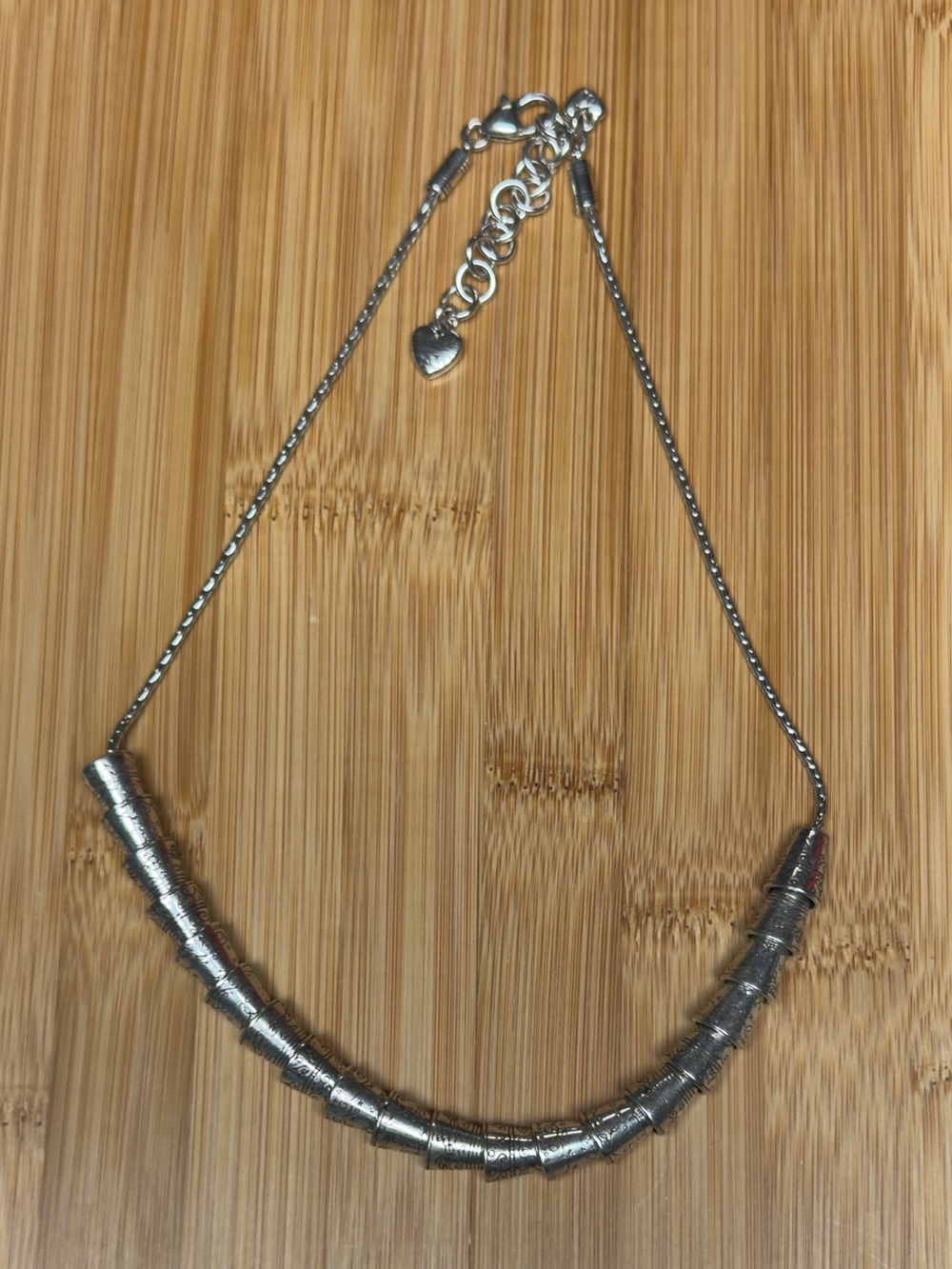 Vintage/Retired Brighton Silver-Tone Barrel Bead Statement Necklace